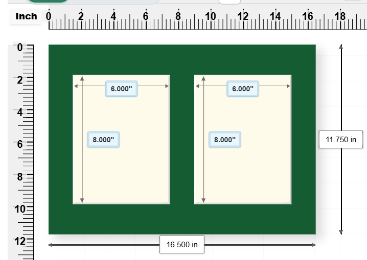 Two portrait apertures — custom picture mount design with 2 apertures, 16.5 × 11.75 in (A3)