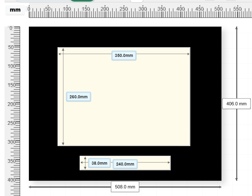 Large photo with caption panel — custom picture mount design with 2 apertures, 508 × 406 mm