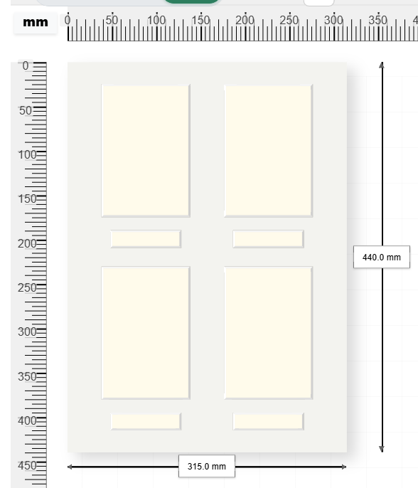 Four photos with name panels — custom picture mount design with 8 apertures, 315 × 440 mm