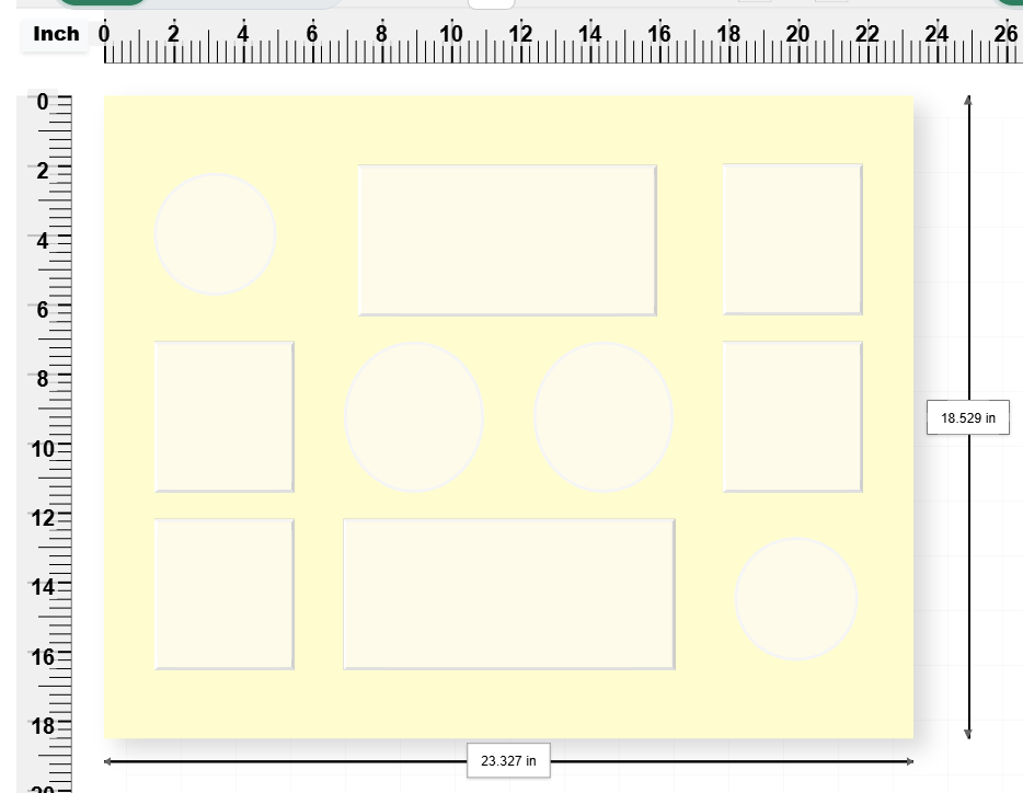 Mixed-shape collage — custom picture mount design with 10 apertures, 23.33 × 18.53 in